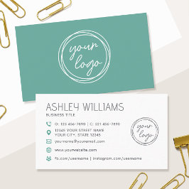 Modern Custom Color Logo Professional Green Visitkort