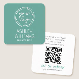Modern Custom Company Logo QR Code Elegant Green Fyrkantigt Visitkort
