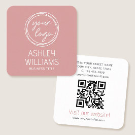 Modern Custom Company Logo QR Code Elegant Pink Fyrkantigt Visitkort