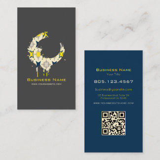 Modern Custom Dark Grey & Blue Paint Swirl Visitkort