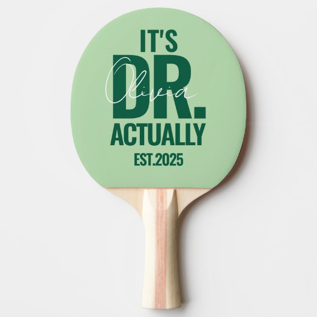 Modern Custom Dr. Name Date Dark Green Pingisracket (Framsidan)