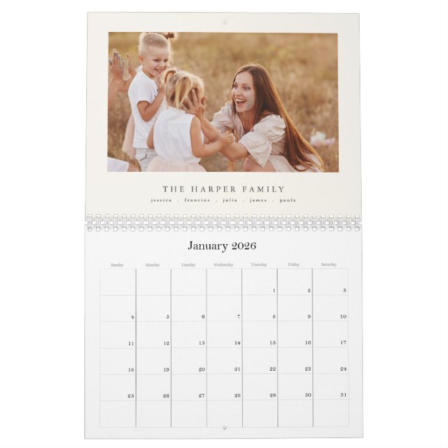 Modern Custom Family Name Photo Calendar 2026 Kalender (Jan 2026)