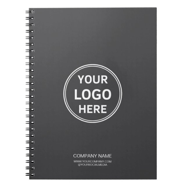 Modern Custom Logo Gray Corporate Business Anteckningsbok (Framsidan)