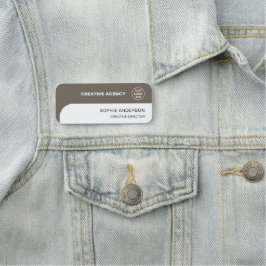 Modern Custom Logo Taupe Employee Staff Namnbricka