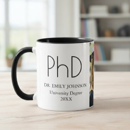 Modern Custom PhD Graduation Photo & Name Mugg
