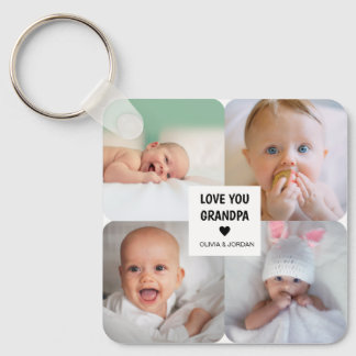 Modern Custom Photo Collage Love You Grandpa Nyckelring
