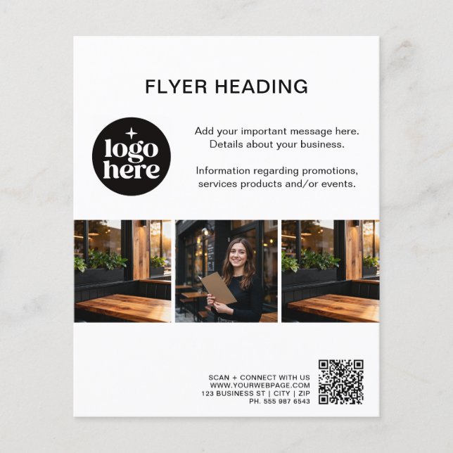 Modern Custom Photos Logo QR Code Business Flygblad (Framsidan)