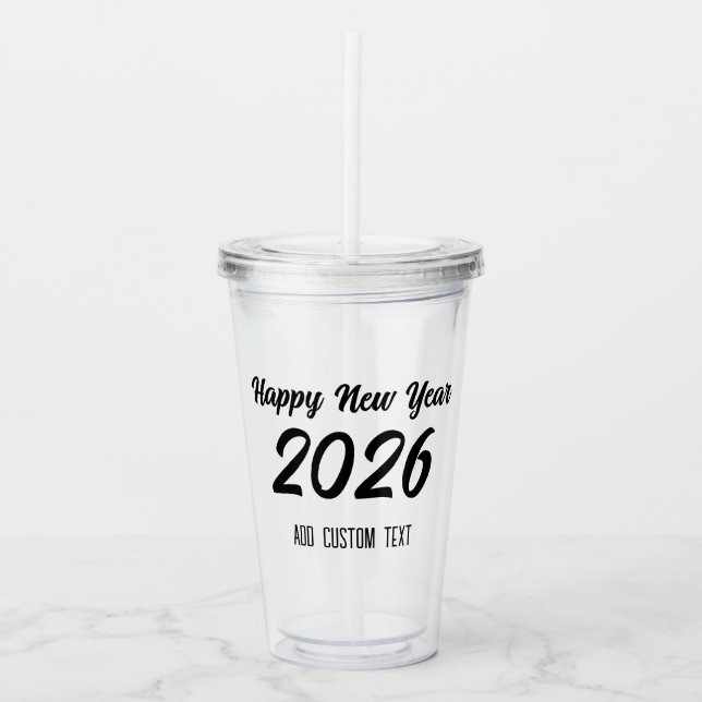Modern Custom Script 2026 Happy New Year Take Away Mugg (Framsida)