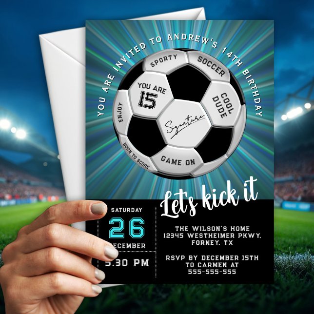 Modern Custom Soccer Ball  Birthday Fully Editable Inbjudningar (Skapare uppladdad)