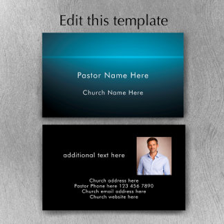 Modern Custom Text With Photo Church Pastor Visitkort