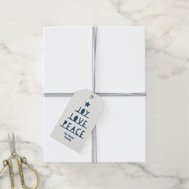 Modern Cut Slate Blue Holiday Gift Tag Presentetikett