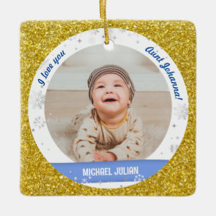 Modern Cute 2 Foton Pojke Första jul Moster Julgransprydnad Keramik