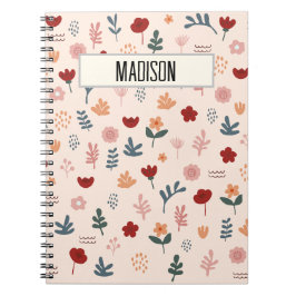 Modern Cute Aesthetic Flower Mönster Anteckningsbok