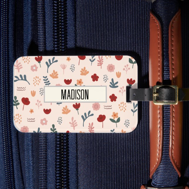 Modern Cute Aesthetic Flower Mönster Bagagebricka (Framsida Insitu 4)