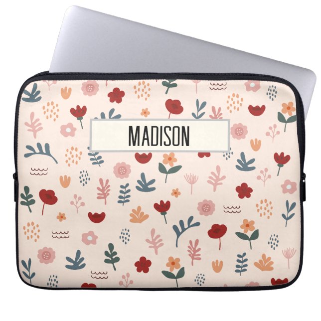 Modern Cute Aesthetic Flower Mönster Laptop Fodral (Framsidan)