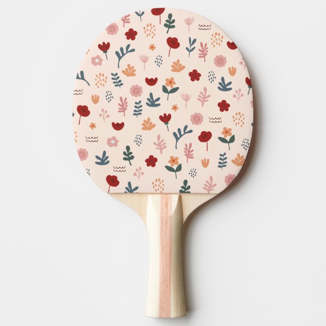 Modern Cute Aesthetic Flower Mönster Pingisracket (Framsidan)
