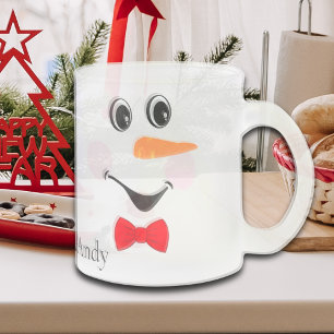 Modern Cute Anpassningsbar som leende Snögubbe ans Frostad Glasmugg