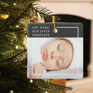 Modern Cute Baby Photo   Beauty Quote Julgransprydnad Keramik