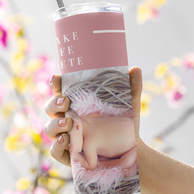 Modern Cute Baby Photo | Rosa och vit | Offert (Skapare uppladdad)