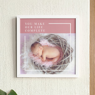 Modern Cute Baby Photo Rosa och vit Offert Poster