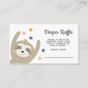 Modern Cute Baby Sloth Rainbow Raffle Tilläggskort