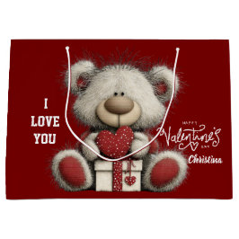 Modern Cute Bear Happy Valentines Day Name 