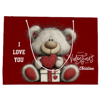 Modern Cute Bear Happy Valentines Day Name 