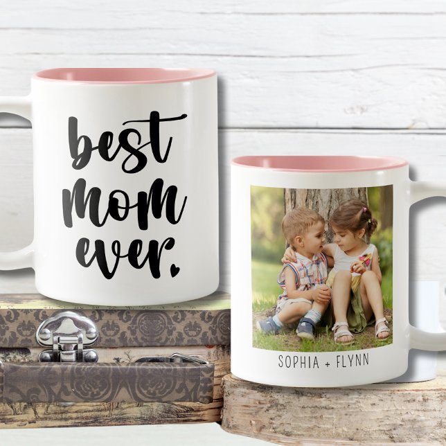 Modern Cute Best Mamma någonsin Kids Namn Photo |  Två-Tonad Mugg (Skapare uppladdad)