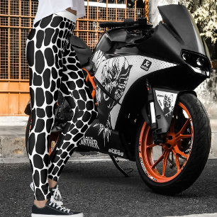Modern Cute Black White Stone Mönster Gym Yoga Rol Leggings