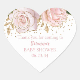 Modern Cute Blommigt Flicka Shower Heart Sticker Hjärtformat Klistermärke