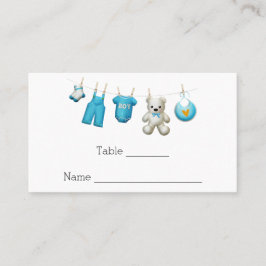 Modern Cute Blue Boy Shower Place Card Placeringskort