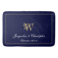Modern Cute Blue Monogram Namn Newlyed Bröllop