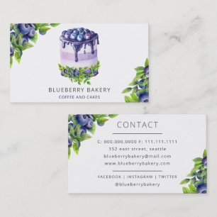 Modern cute Blueberry Cake Bakery Pastry Chef Visitkort