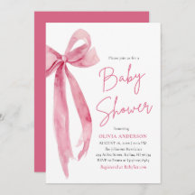 Modern Cute Blush Pink Bow Baby Shower