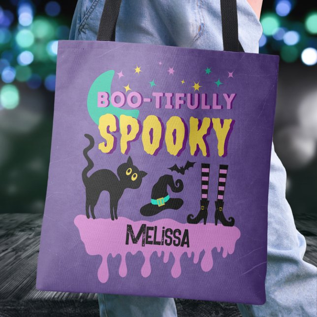 Modern Cute Boo-tifull-Spooky Tote Bag Tygkasse (Skapare uppladdad)