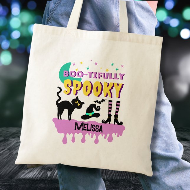 Modern Cute Boo-tifull-Spooky Tote Bag Tygkasse (Skapare uppladdad)