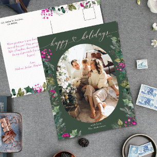Modern Cute Botanicals Photo Lycklig Helg Vykort