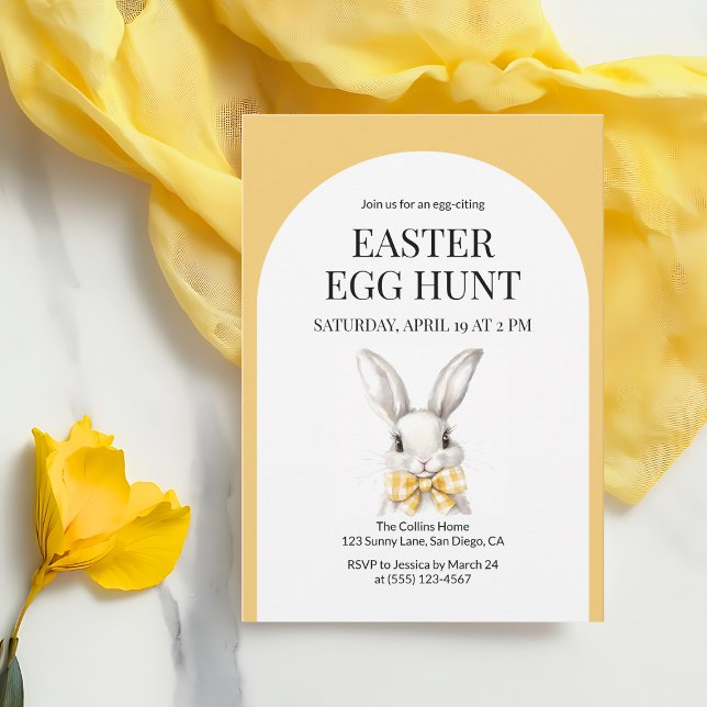 Modern Cute Bunny Påskägg Hunt Rabbit Arch Inbjudningar (Modern Cute Bunny Easter Egg Hunt Rabbit Arch Invitation)