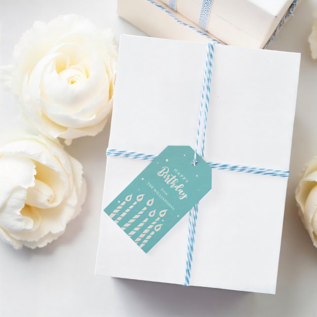 Modern Cute Candles Grattis på födelsedagen Hälsni Presentetikett (Skapare uppladdad)