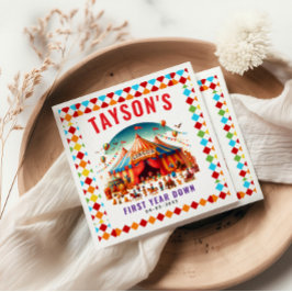 Modern Cute Circus Carnival 1:a födelsedag Pappersservett