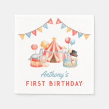 Modern Cute Circus Carnival Fiesta Första födelsed