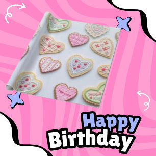 Modern Cute Colorful Candy Art Heart Mönster Presentpapper