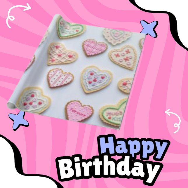 Modern Cute Colorful Candy Art Heart Mönster Presentpapper (Skapare uppladdad)