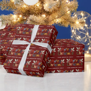Modern Cute Colorful God jul Maroon Presentpapper