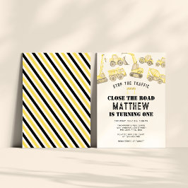 Modern Cute Construction Fordon - första födelseda Inbjudningar