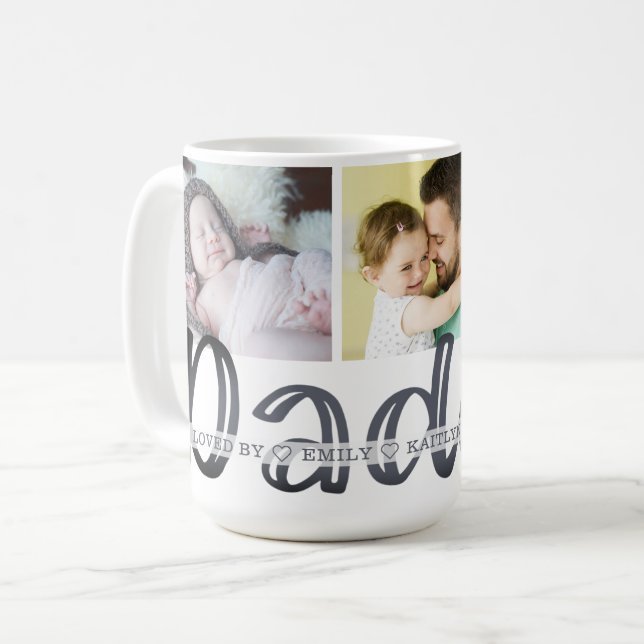 Modern Cute DADDY 3 Photo Personlig Kaffemugg (Framsida vänster)