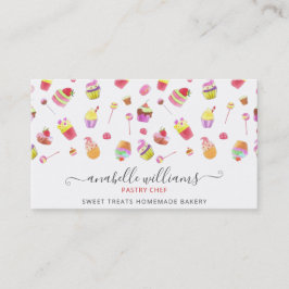 Modern Cute Desserts Cakes Bakery Pastry Chef Visitkort