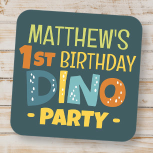 Modern Cute Dino Dinosaur Barn Birthday Tack Fyrkantigt Klistermärke
