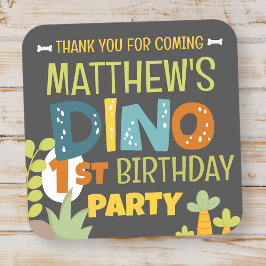 Modern Cute Dino Dinosaur Barn Birthday Tack Fyrkantigt Klistermärke