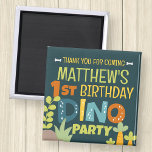 Modern Cute Dino Dinosaur Barn Birthday Tack Magnet<br><div class="desc">Sammansatt av roligt sans serif handskriven typografi; Cute T-REX dinosaurs i bakgrunden Detta är designat av Select Party Supplies,  exklusiv för Zazzle. Finns här: http://www.zazzle.com/store/selectpartysupplies</div>